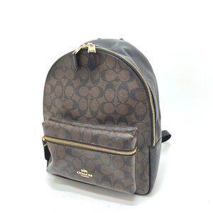 COACH F32200 Charlie Signature Backpack Bag PVC/Leather Brown